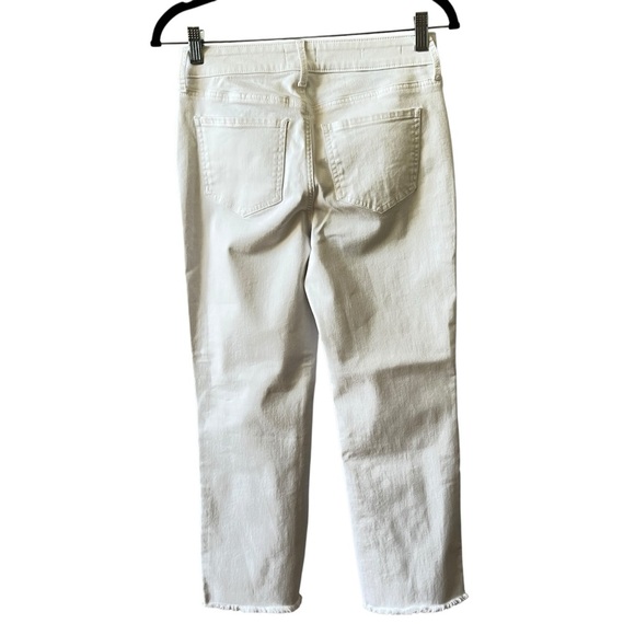 NYDJ MARILYN STRAIGHT JEANS 2 OPTIC WHITE FRAY HEM CROPPED STRETCH SUMMER CHIC - Picture 4 of 11